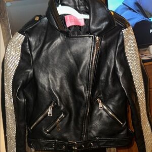 AKIRA Black Bomber Jacket with Silver Accents